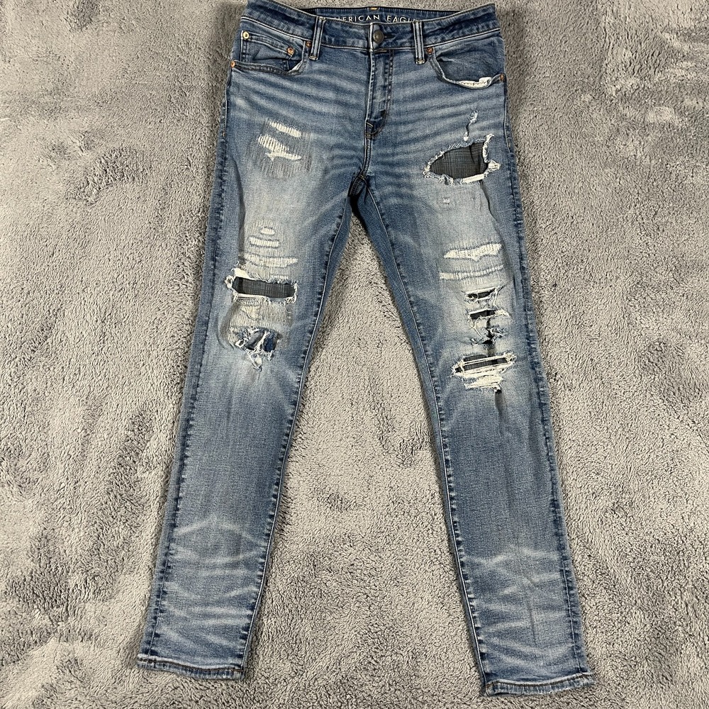 American Eagle Men Jeans 32x32 (fit 31x31) Airflex Distressed Athletic Skinny